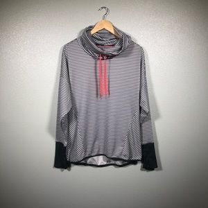 Cowl neck sports jacket.